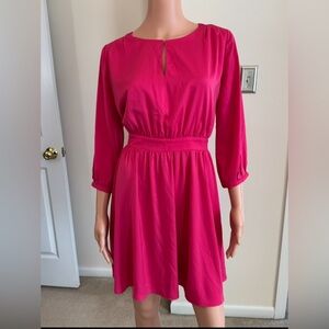 Skies Are Blue Silky Feel Hot Pink Long Sleeve Flowy Dress NWOT Small MSRP $99